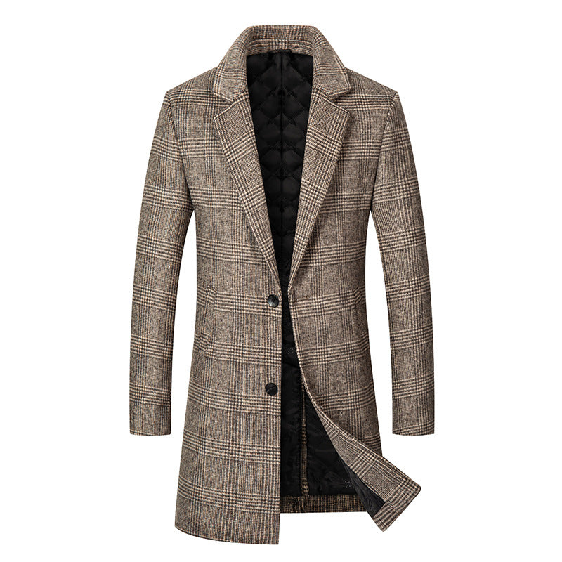 Men's Classic Stylish Business Casual Stripe Wool Coat