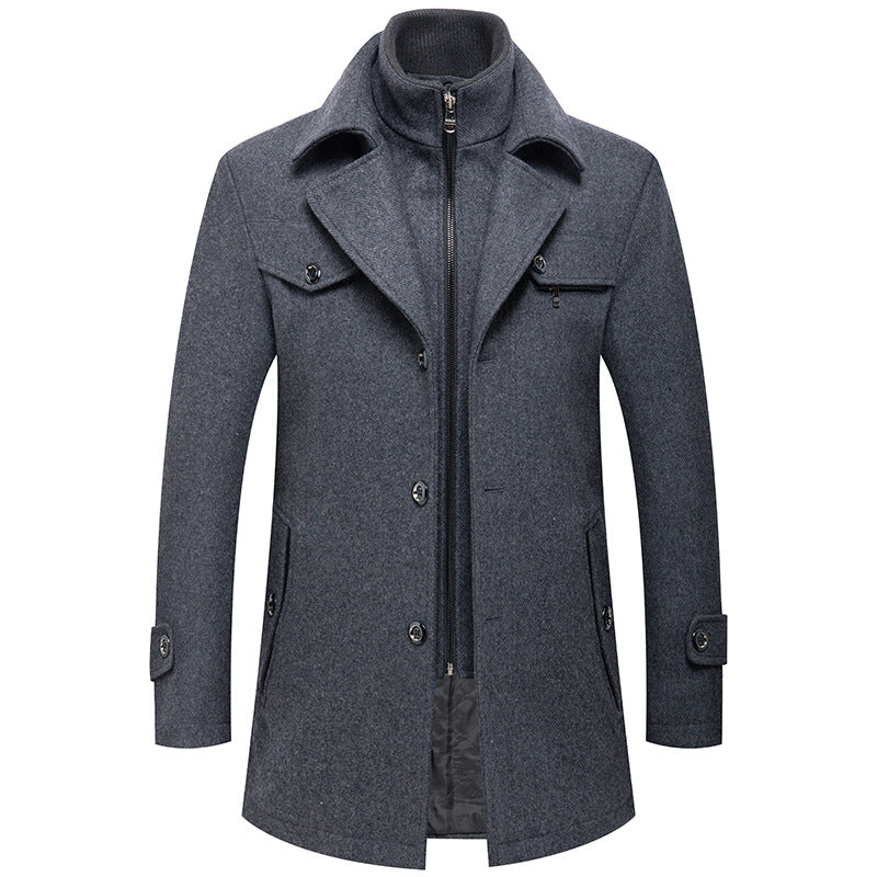 Men's British Double Layered Wool Pea Coat