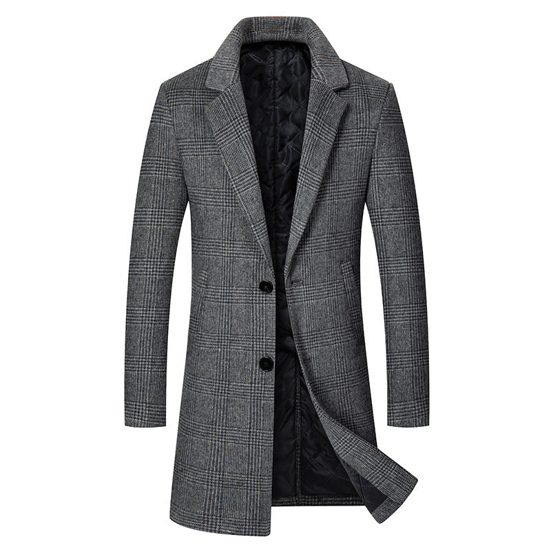 Men's Classic Stylish Business Casual Stripe Wool Coat