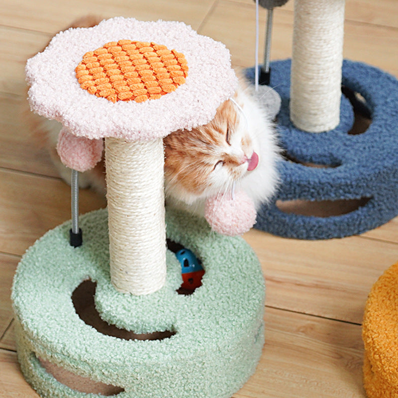 Multifunctional Cute Cat Scratching Post with Natural Sisal cat Tree Cute Flower