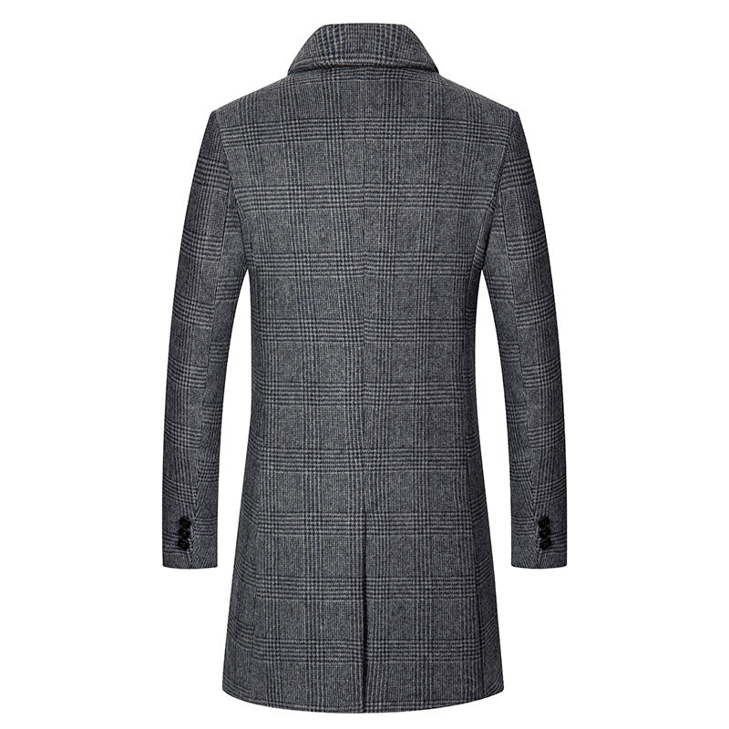 Men's Classic Stylish Business Casual Stripe Wool Coat