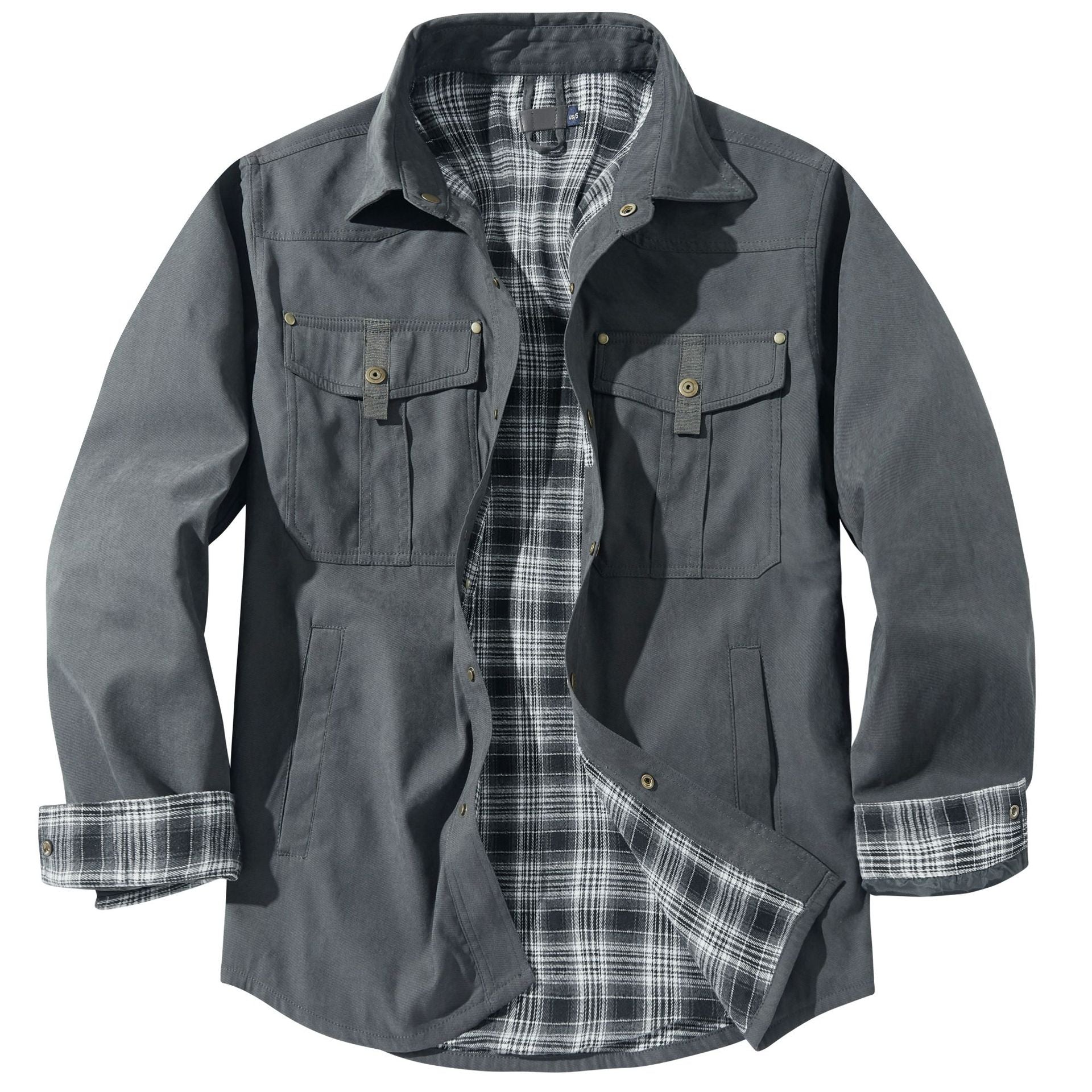 Men's Plaid Flannel Collar Casual Jacket