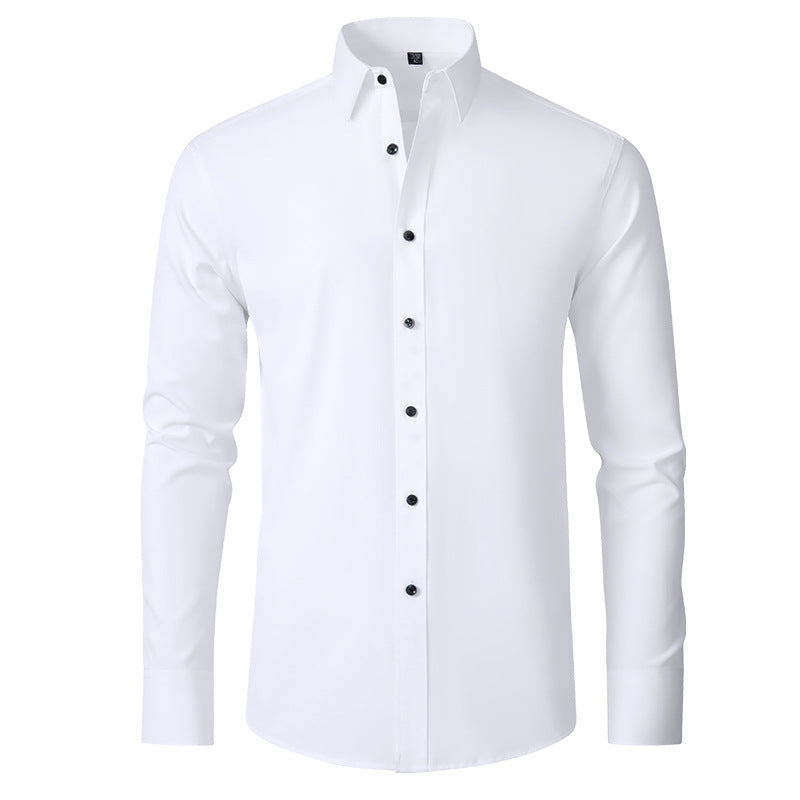 4 Pcs Men's Elastic Dress Shirts, Slim Fit Long Sleeves Shirt