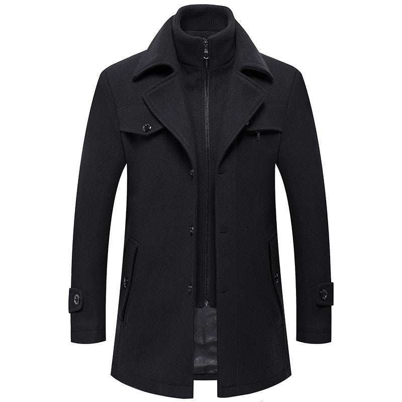 Men's British Double Layered Wool Pea Coat