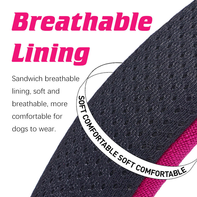 Premium Widened Shock Absorbing Dog Collar, Soft Breathable Adjustable Reflective Dog Collar