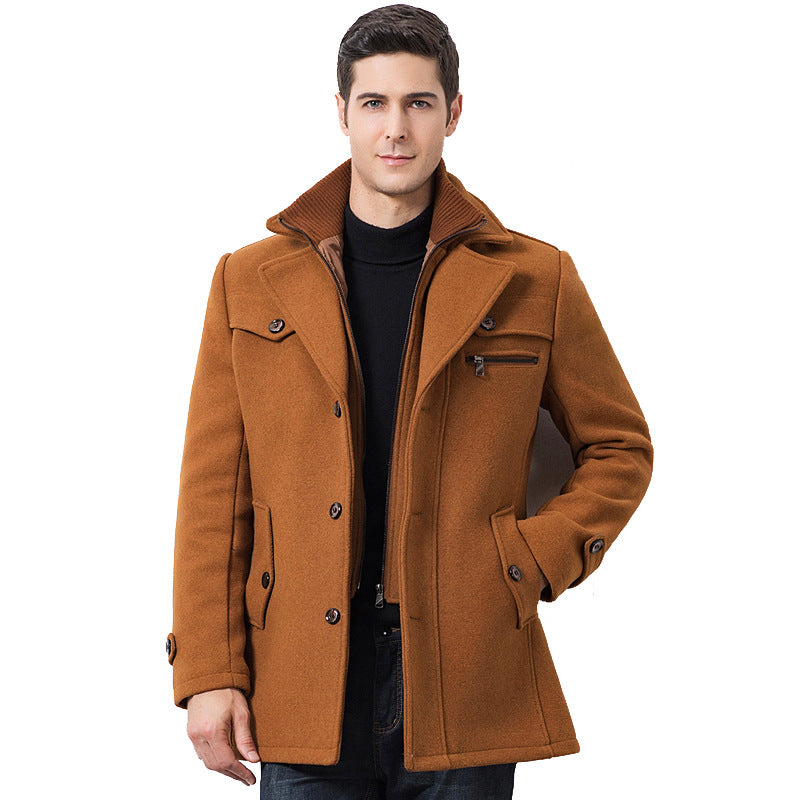 Men's British Double Layered Wool Pea Coat