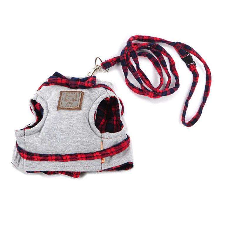 Knitted Cotton Adjustable Harness Vest Leash Chest Straps Cat Pet Walking Harness