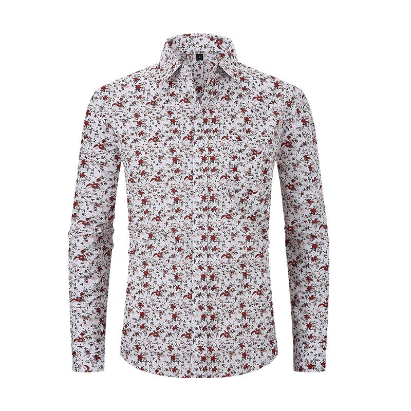 Men's Fashion Business Casual Flower Print Shirt