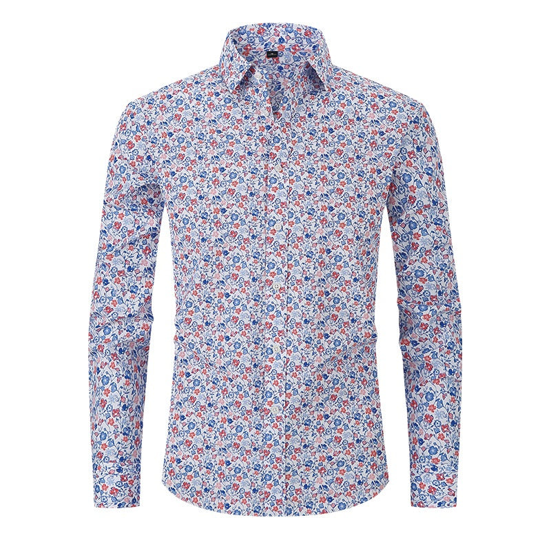 Men's Fashion Business Casual Flower Print Shirt