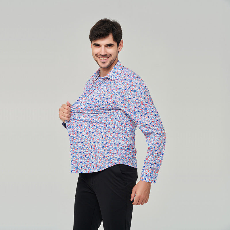 Men's Fashion Business Casual Flower Print Shirt