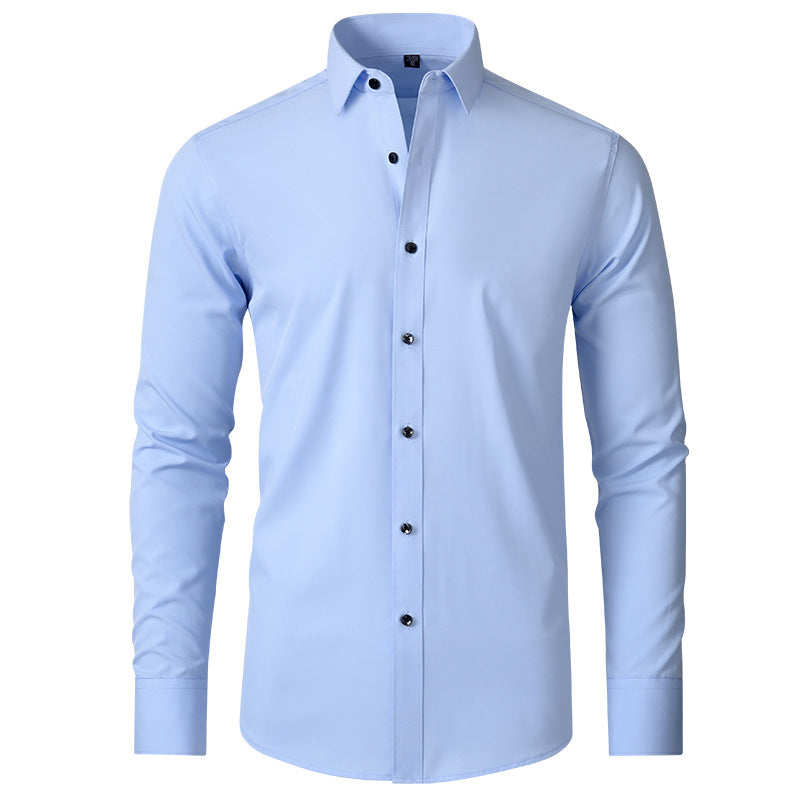 4 Pcs Men's Elastic Dress Shirts, Slim Fit Long Sleeves Shirt