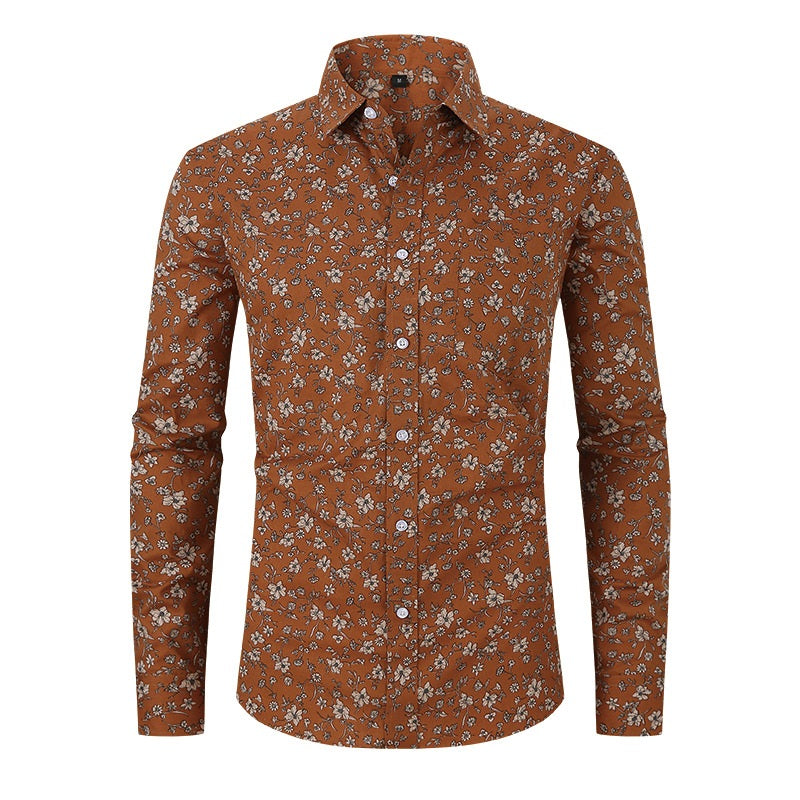 Men's Fashion Business Casual Flower Print Shirt