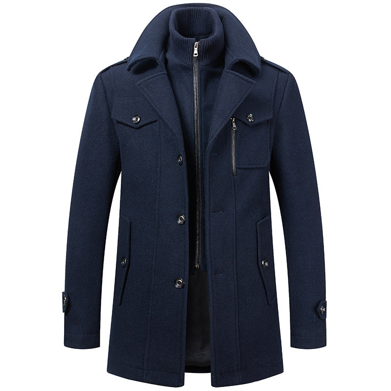 Men's Classic Thicken Double-Layer Collar Wool Coat