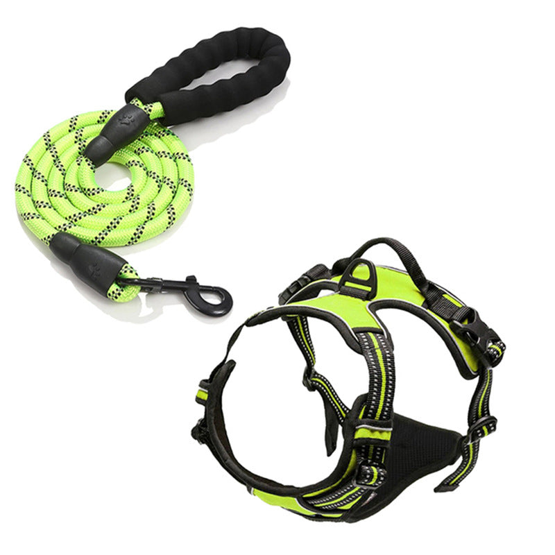 Comfortable Dog Harness and Leash Set for Walking Escape Proof with Reflective Strips