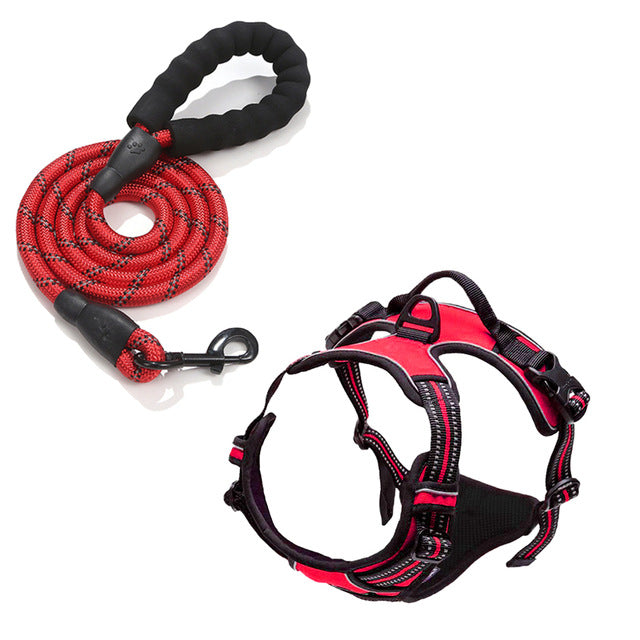 Comfortable Dog Harness and Leash Set for Walking Escape Proof with Reflective Strips