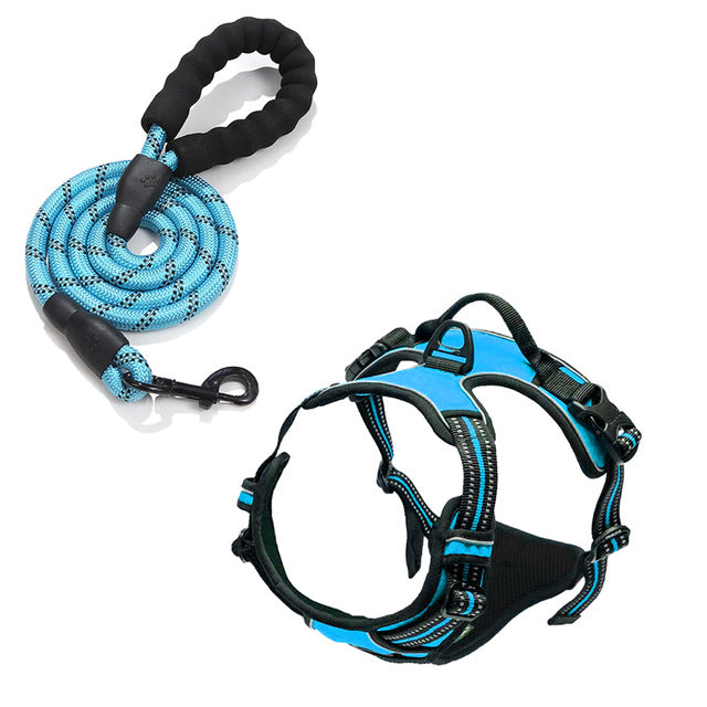 Comfortable Dog Harness and Leash Set for Walking Escape Proof with Reflective Strips