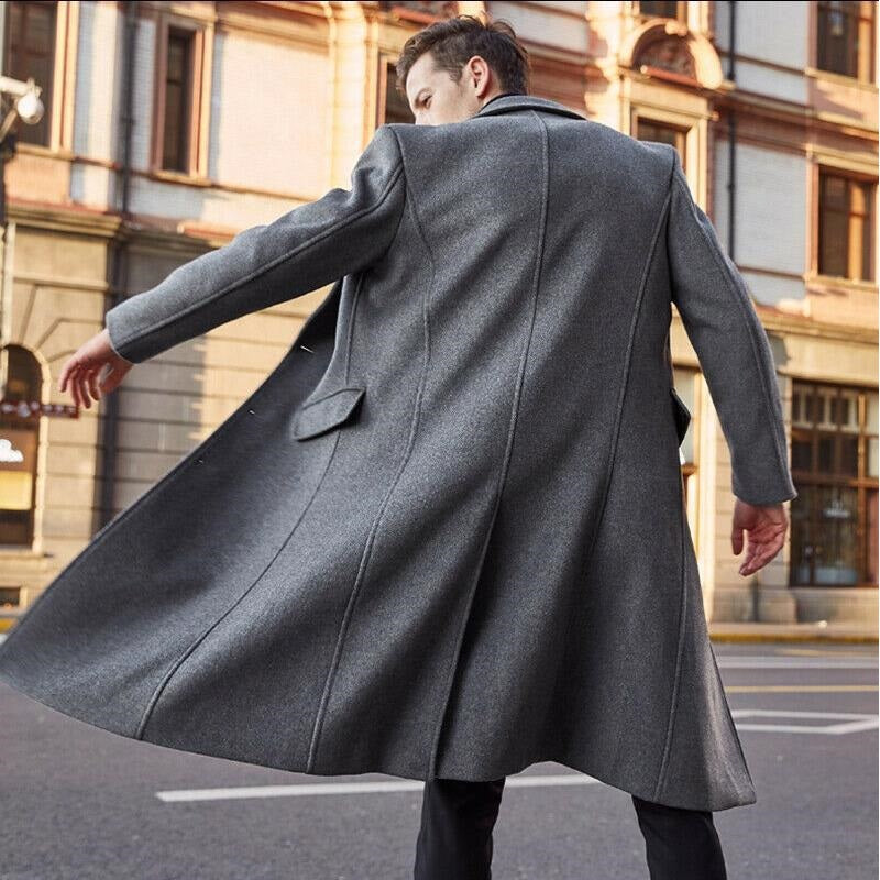 Men's Premium Business Casual Turn-Down Collar Long Trench Coat