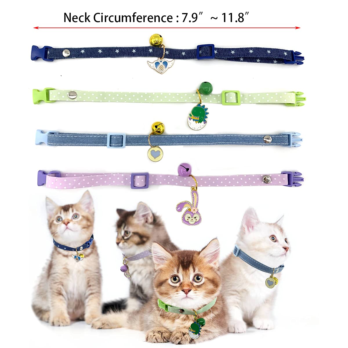 4 Pcs Pet Cat Collar Cute Animal Pendant Cat Collars