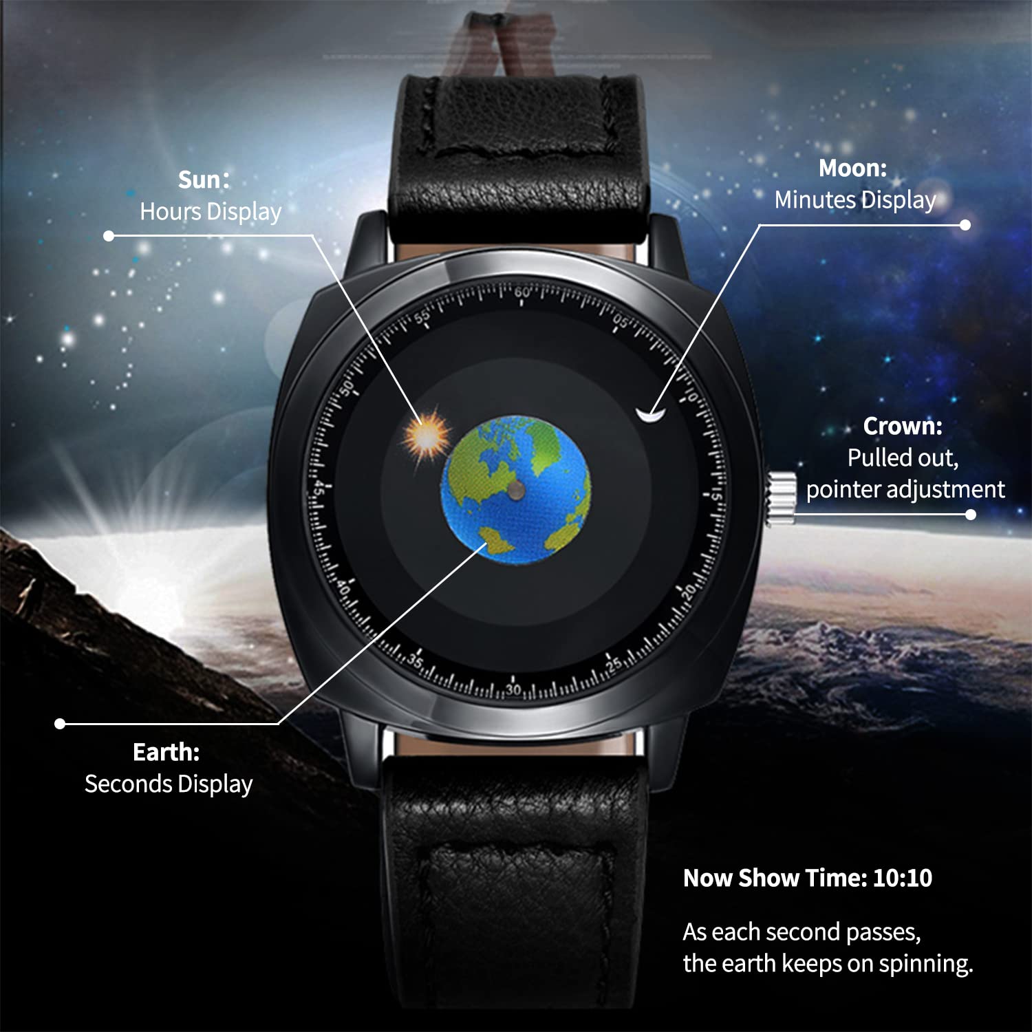 Men's Wrist Watches, Creative Earth Conceptual Design Watches