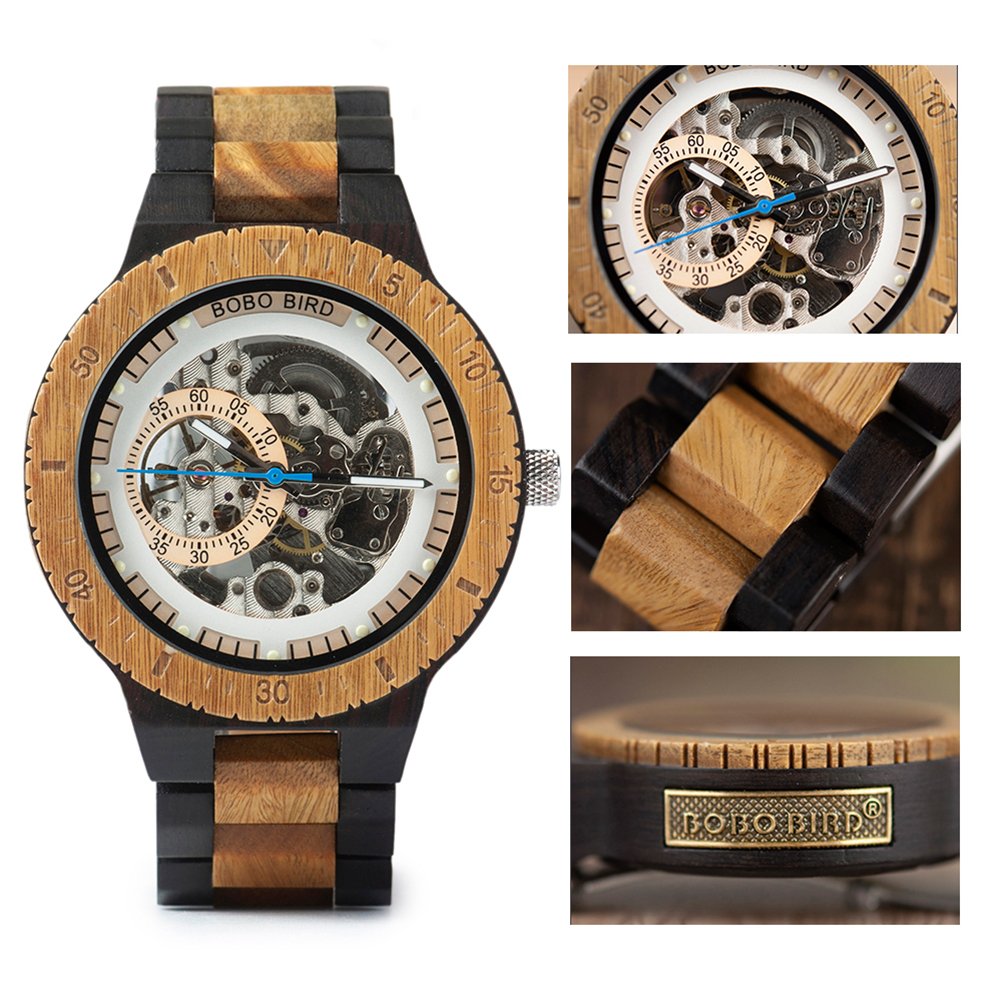 Mens Wooden Watches Luxury Mechanical Watch Lightweight Wood Band Timepieces