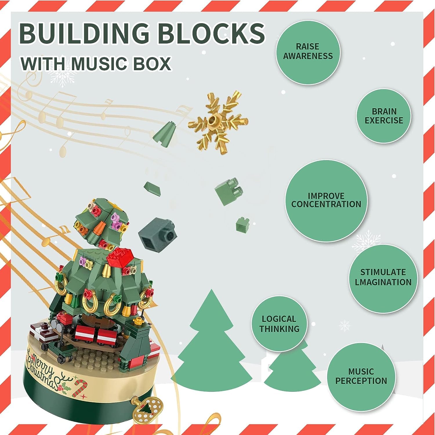 Christmas Tree Building Kits for Kids - DIY Building Block Music Box