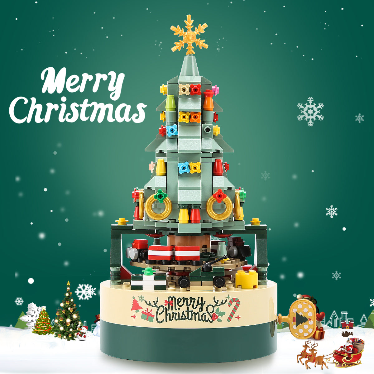 Christmas Tree Building Kits for Kids - DIY Building Block Music Box