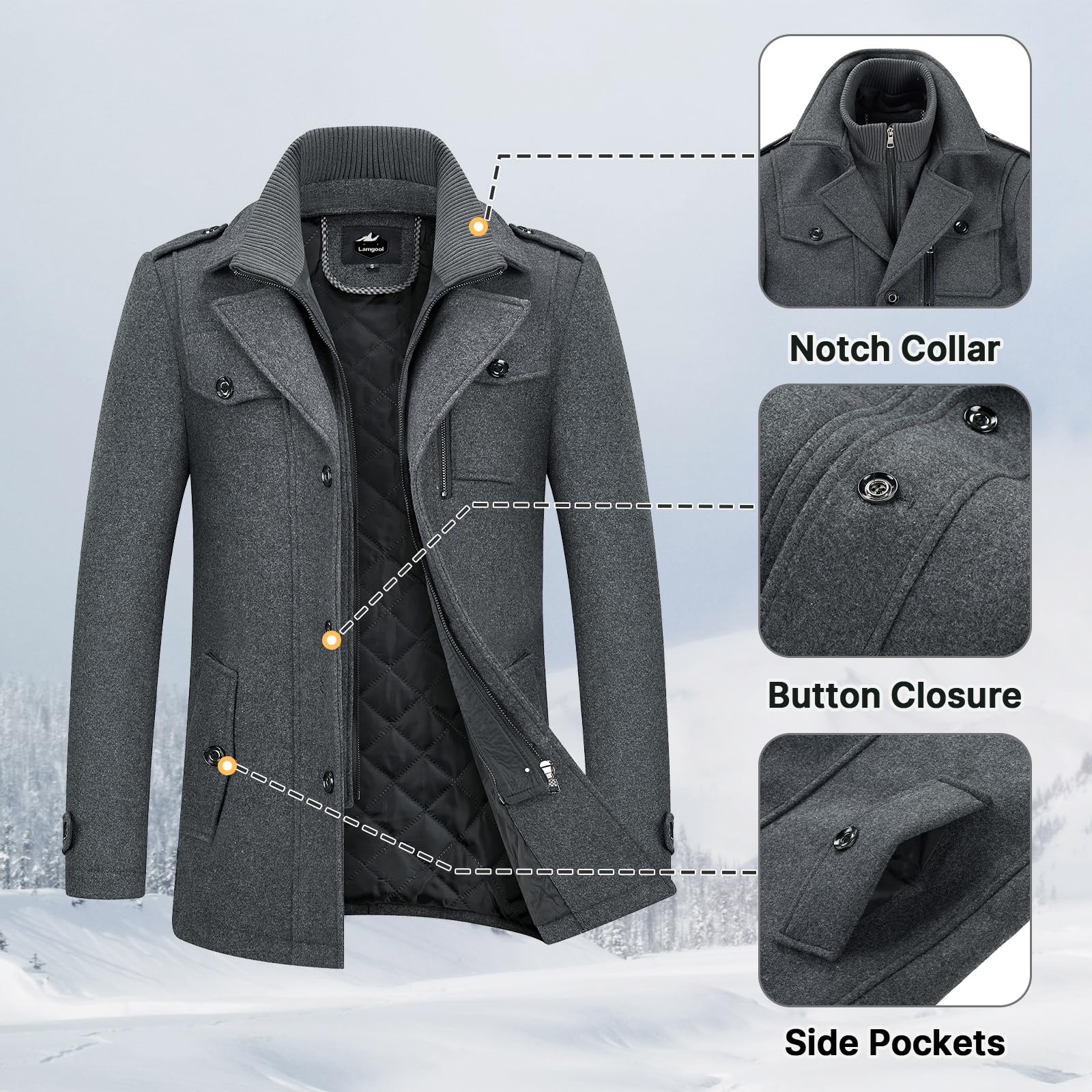 Men's British Thick Double-Layer Wool Blend Coat