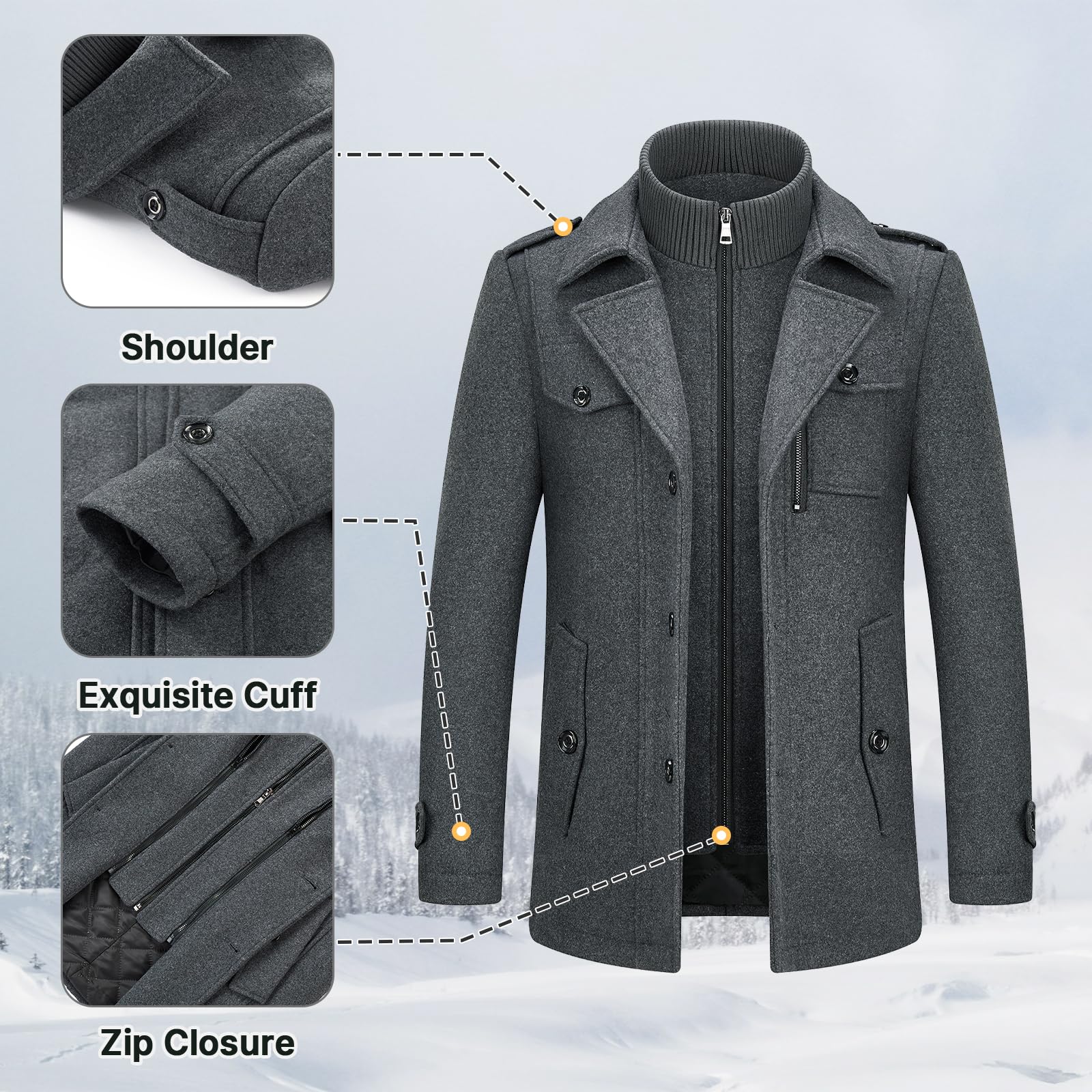 Men's British Thick Double-Layer Wool Blend Coat