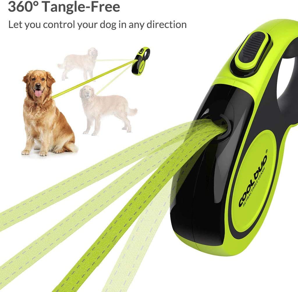 Retractable Dog Leash, 16 ft Pet Walking Leash, One Button Break & Lock, Heavy Duty, Strong Nylon Tape, Tangle-Free