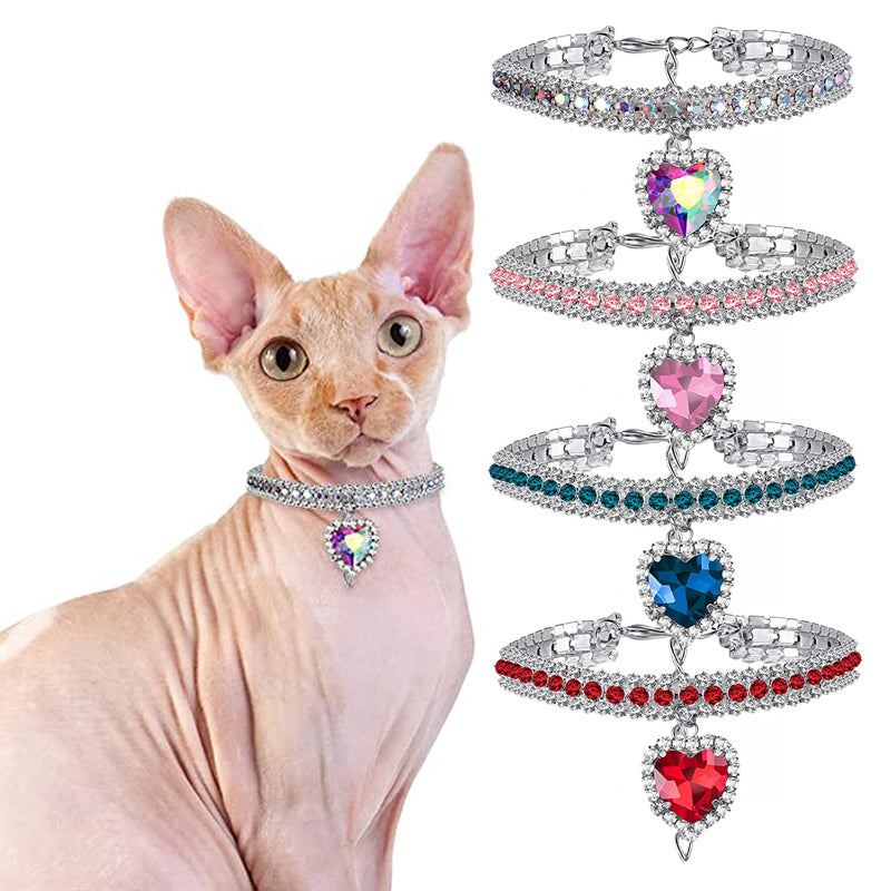 Luxury Rhinestone Cat Collar Necklace Cat Puppy Wedding Collars Crystal Jewelry