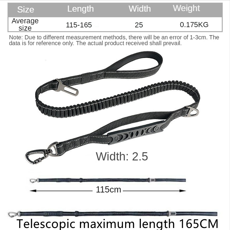 Heavy Duty Bungee Dog Leash - 5 Ft Reflective Dog Shock Absorbing Training Leash with Double Traffic Handles