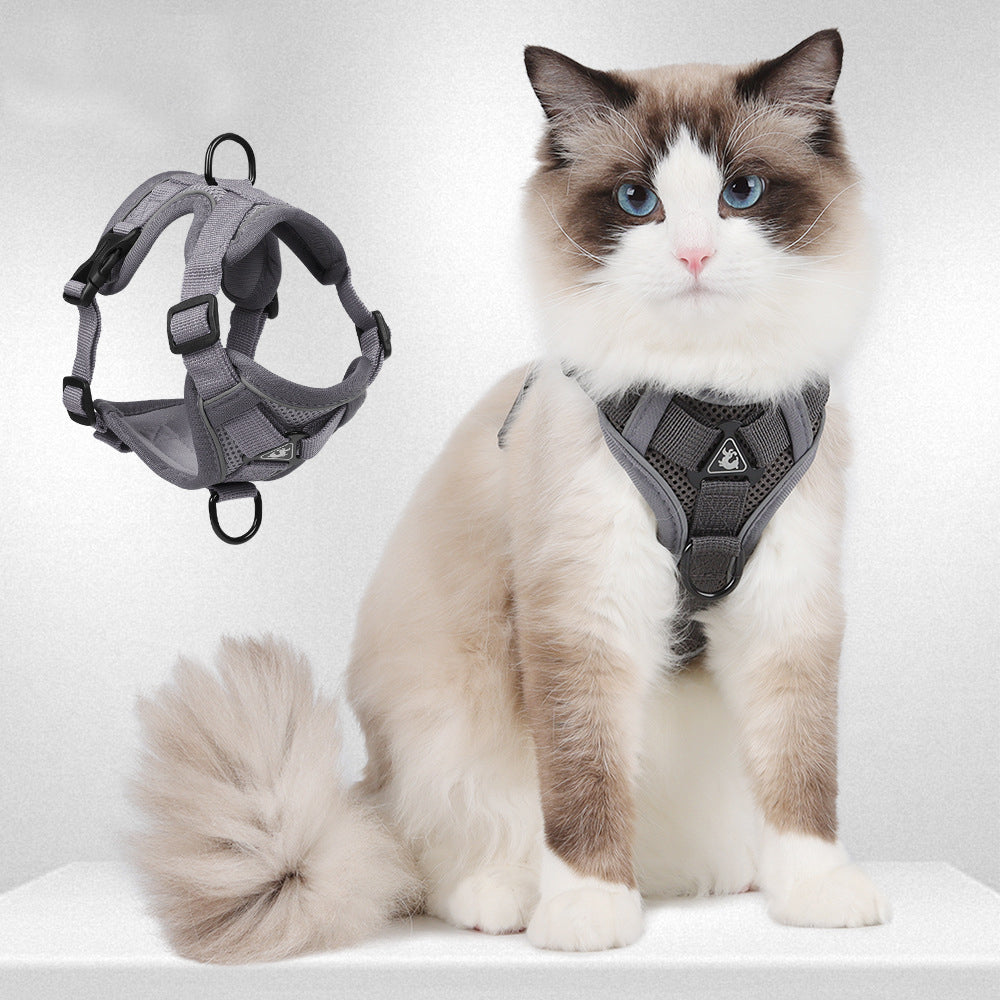 Cat Harness and Lead Set Escape Proof with Reflective Strips for Walking