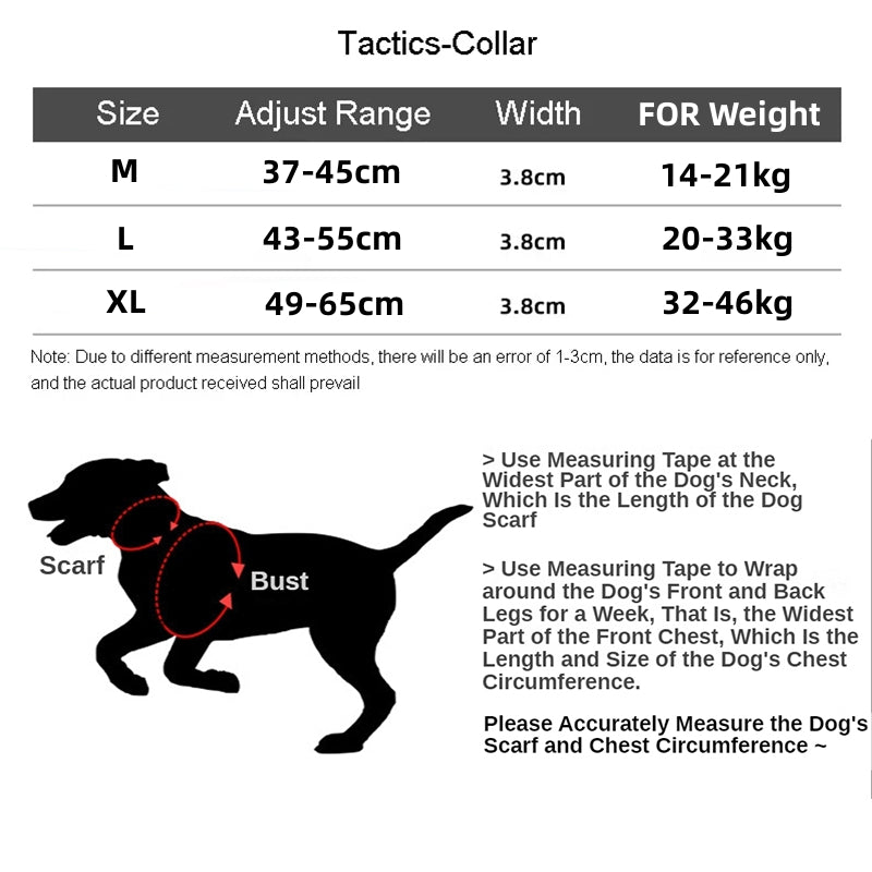 Tactical Dog Collar, Adjustable Military Training Nylon Dog Collar with Control Handle and Heavy Metal Buckle