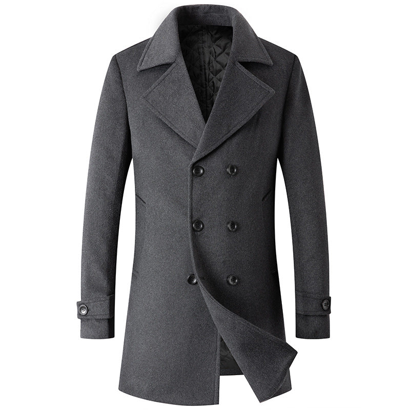 Men's Premium Double-Breasted Wool Pea Coat