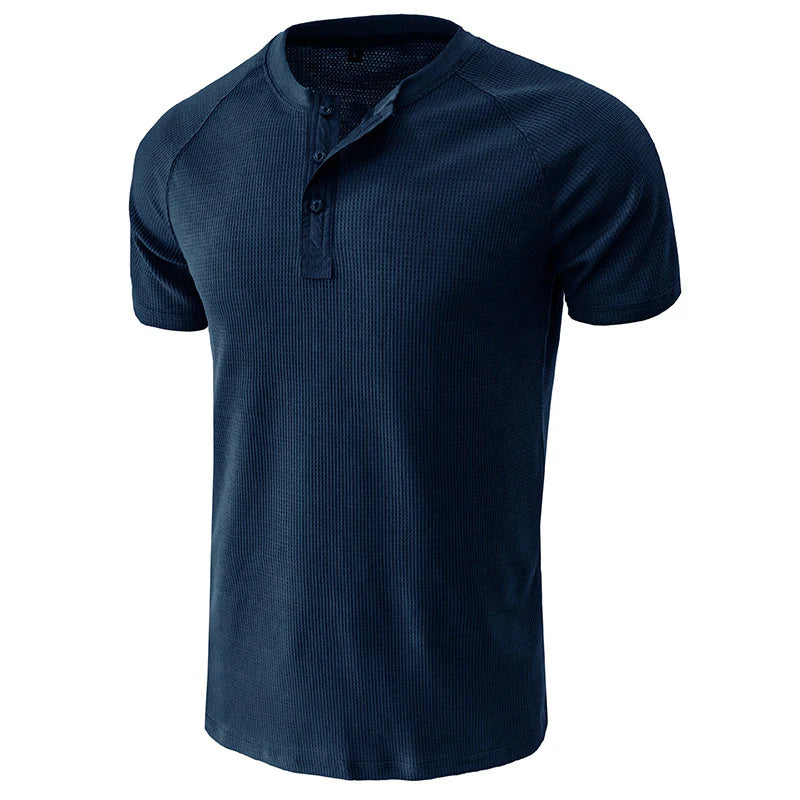 Men's Henley Breathable Waffle Knit T-shirts