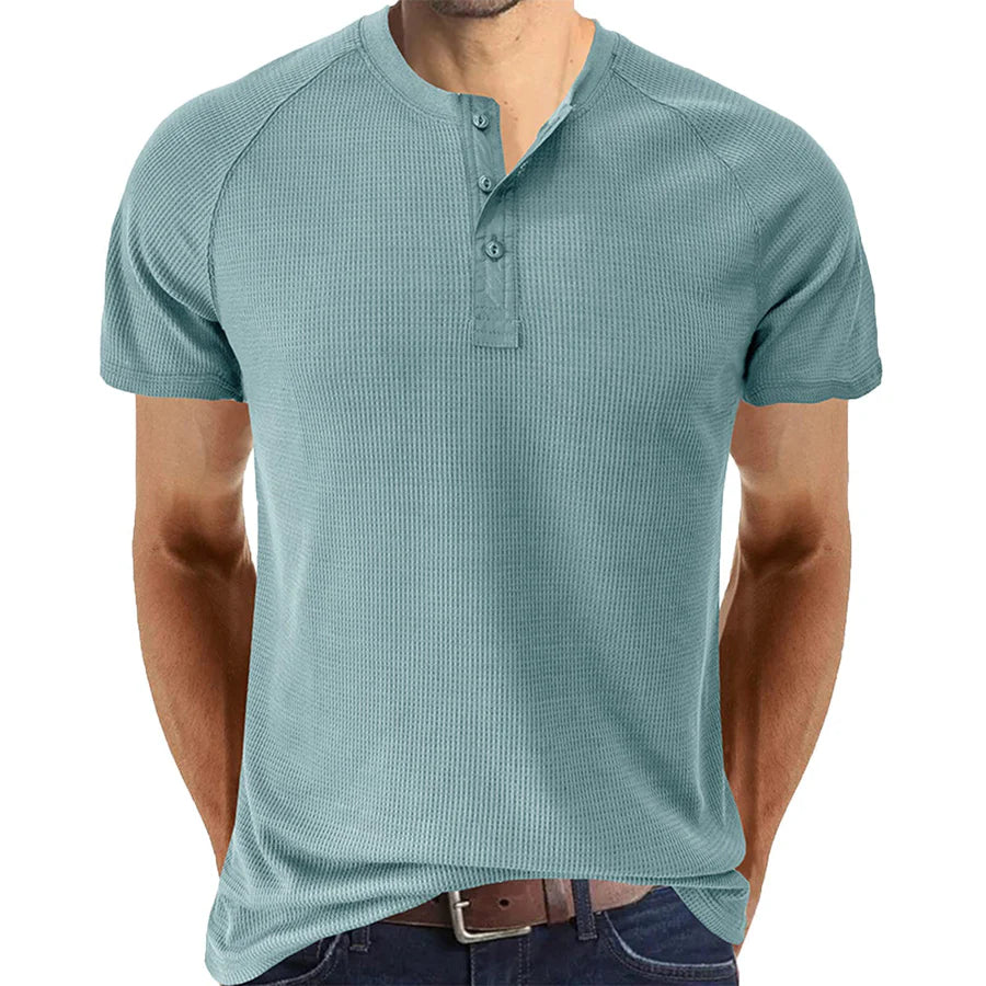 Men's Henley Breathable Waffle Knit T-shirts