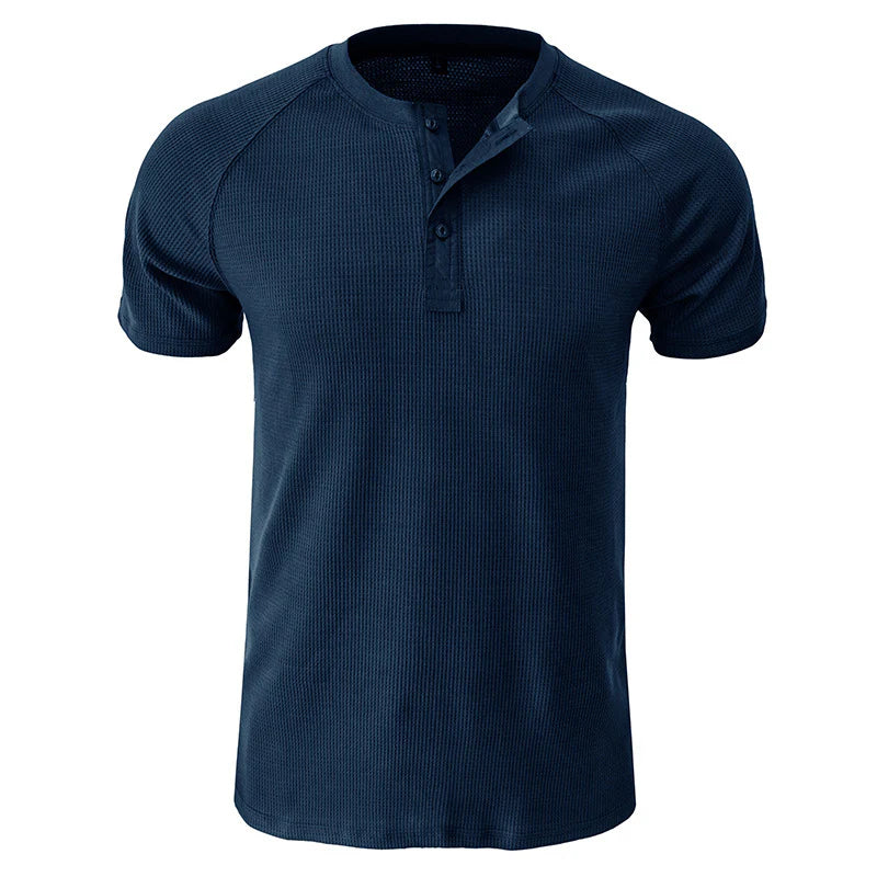 Men's Henley Breathable Waffle Knit T-shirts