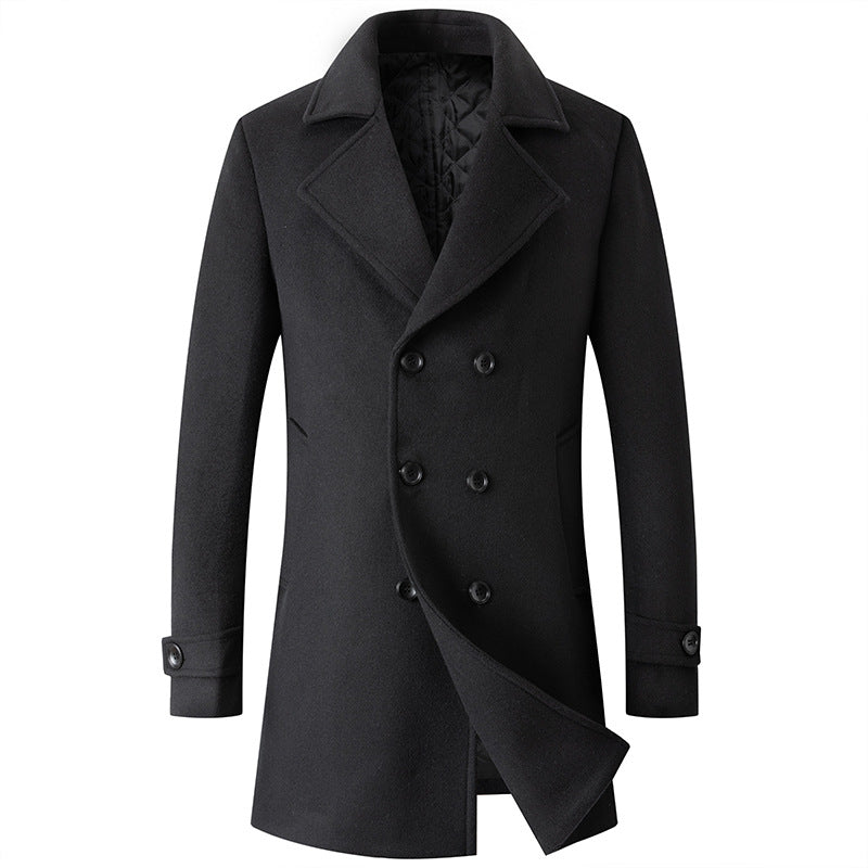 Men's Premium Double-Breasted Wool Pea Coat