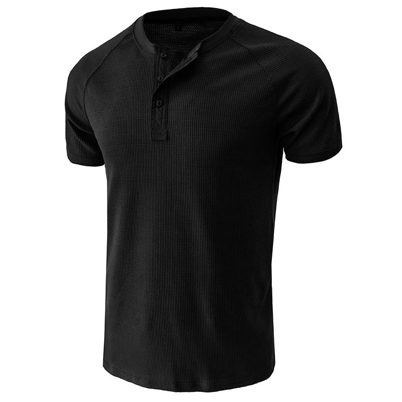 Men's Henley Breathable Waffle Knit T-shirts