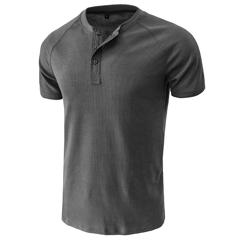 Men's Henley Breathable Waffle Knit T-shirts