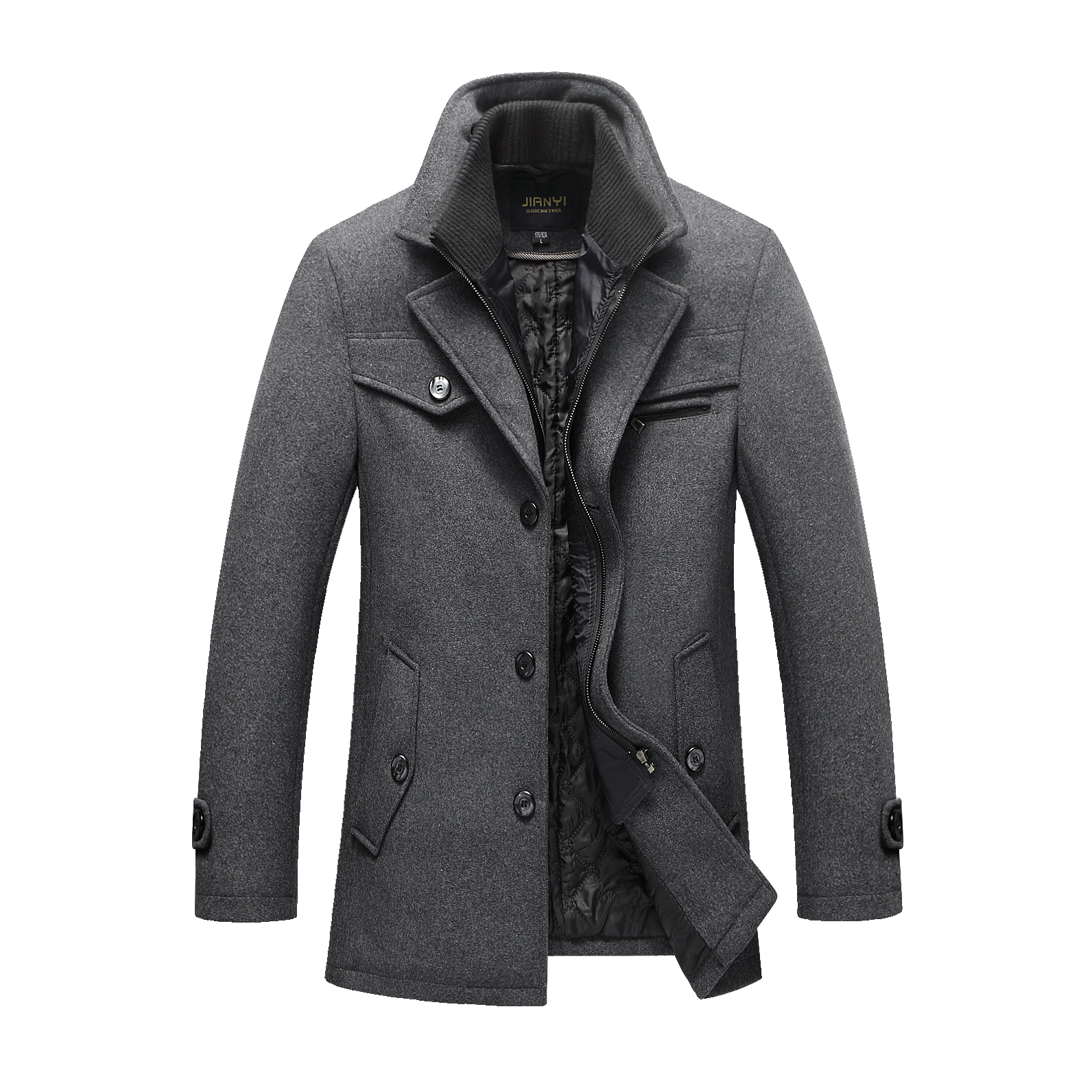 Men's Winter Double-Layered Single Breasted Wool Coat