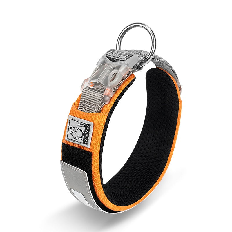 Premium Widened Shock Absorbing Dog Collar, Soft Breathable Adjustable Reflective Dog Collar