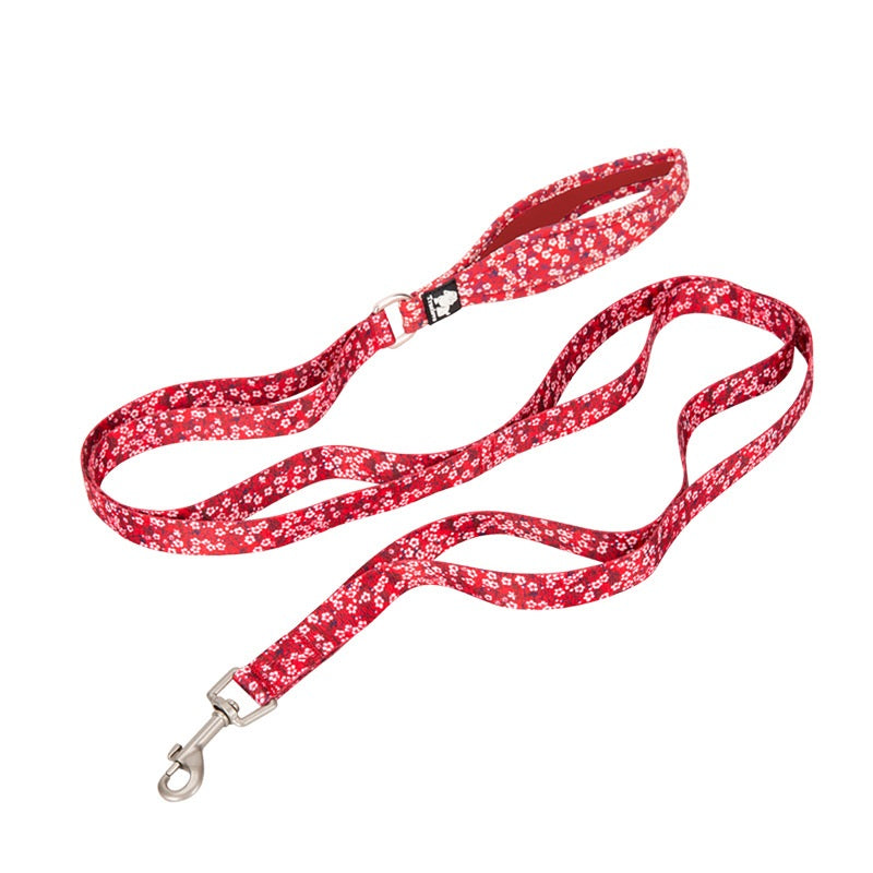 Floral Dog Leash with Multi Handles Durable Chain Rope Soft Padded Training Control Pet Walking Lead