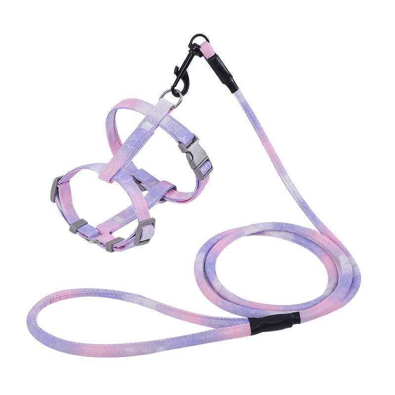 Gradient Color Breathable and Durable Pet Harness and Leash Set