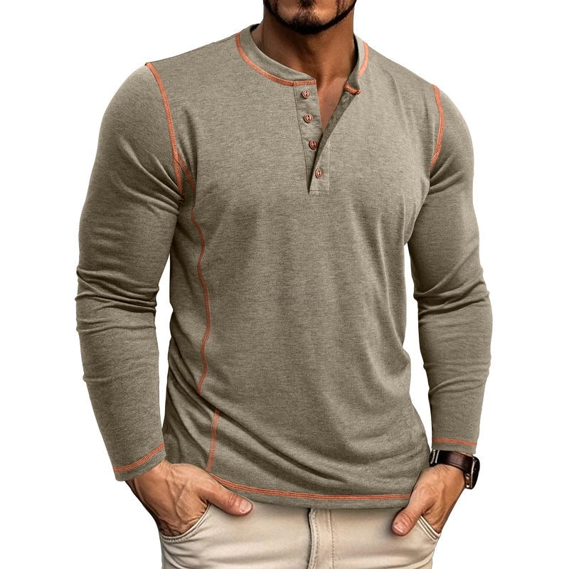 Men Casual Henley Shirt Long Sleeve Lightweight Shirt