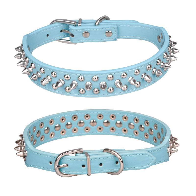 Adjustable PU Leather Pet Collars Rivet Spikes Studded Puppy Collar Anti-Bite Dog Collar