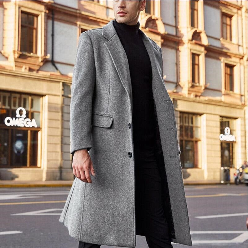 Men's Premium Business Casual Turn-Down Collar Long Trench Coat