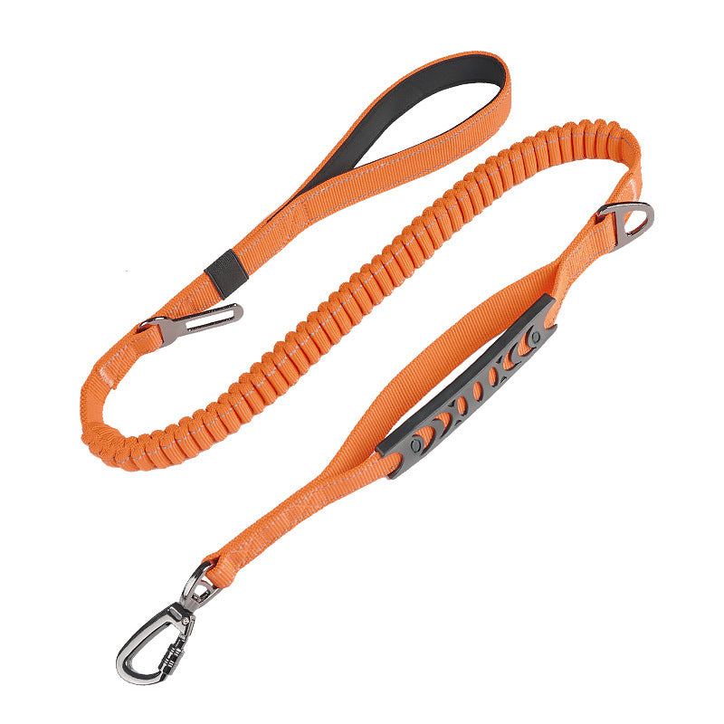 Heavy Duty Bungee Dog Leash - 5 Ft Reflective Dog Shock Absorbing Training Leash with Double Traffic Handles