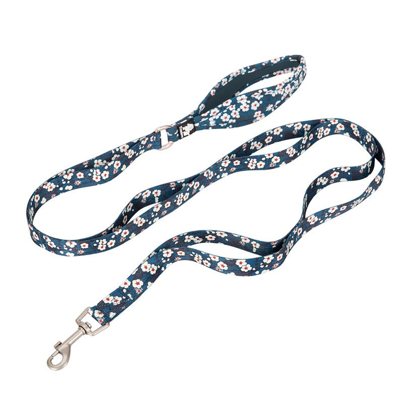 Floral Dog Leash with Multi Handles Durable Chain Rope Soft Padded Training Control Pet Walking Lead