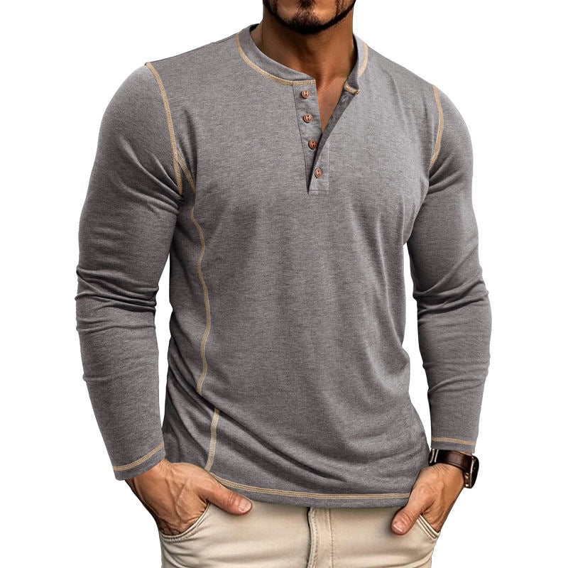 Men Casual Henley Shirt Long Sleeve Lightweight Shirt